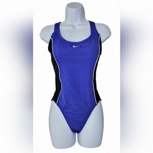 NWT Nike Women's One Piece Racer Back Blue/Black Swimsuit Size 12
